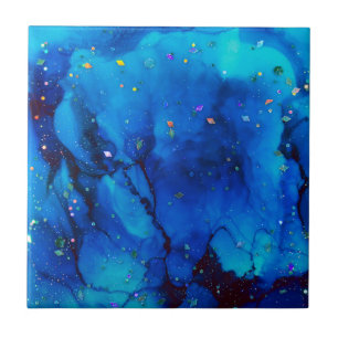 Seascape Alcohol Ink Abstract Ceramic Tile