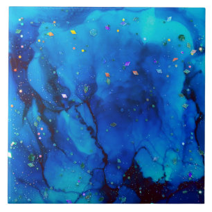 Seascape Alcohol Ink Abstract Ceramic Tile
