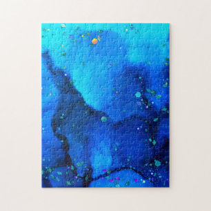 Seascape Alcohol Ink Abstract Jigsaw Puzzle