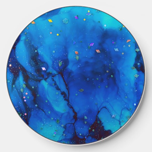 Seascape Alcohol Ink Abstract Wireless Charger (Front)
