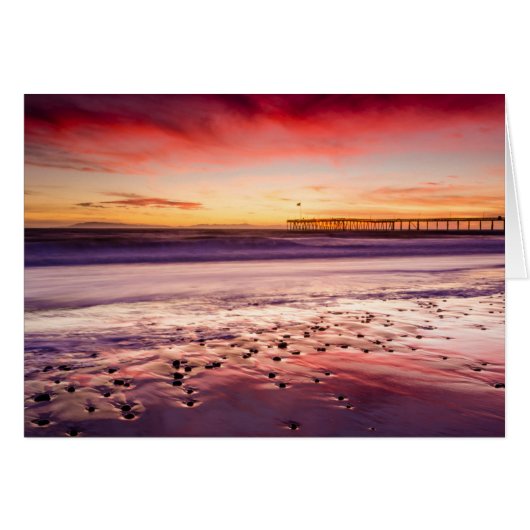 Seascape and pier at sunset, CA Cards (Front Horizontal)