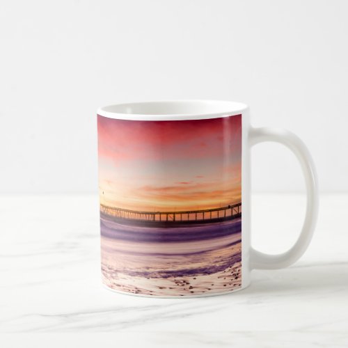 Seascape and pier at sunset CA Coffee Mug