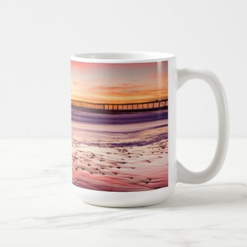 Seascape and pier at sunset CA Coffee Mug