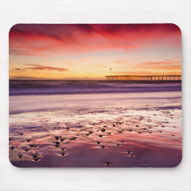 Seascape and pier at sunset, CA Mouse Pad (Front)