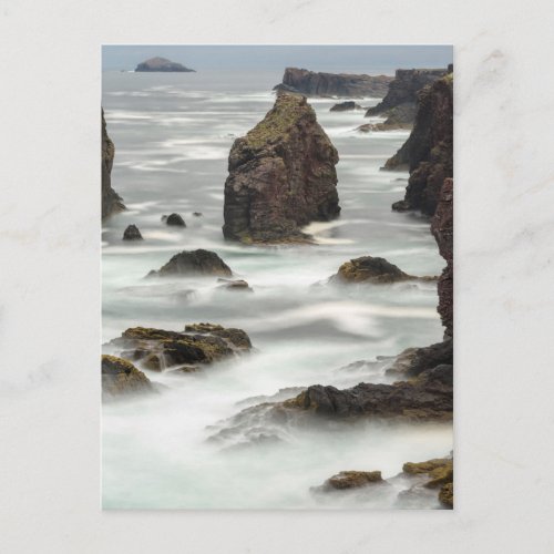 Seascape and sea stacks Shetland Postcard