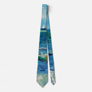 Seascape at Les Saintes-Maries Fine Art Neck Tie