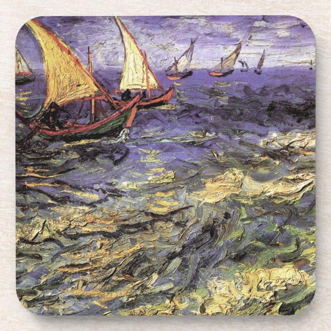 Seascape at Saintes Maries by Vincent van Gogh Beverage Coaster (Front)