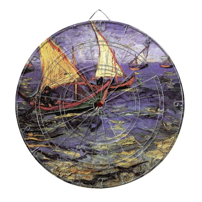 Seascape at Saintes Maries by Vincent van Gogh Dart Board (Front)
