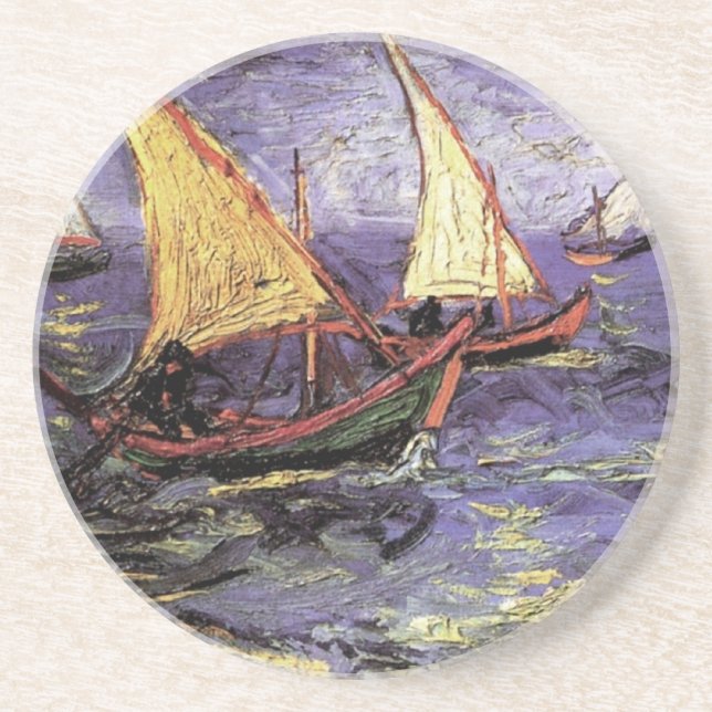 Seascape at Saintes Maries by Vincent van Gogh Drink Coaster (Front)