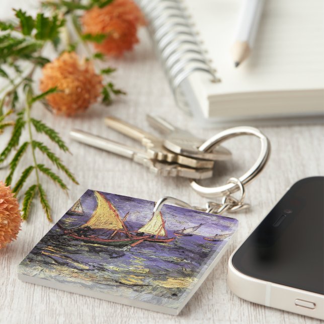 Seascape at Saintes Maries by Vincent van Gogh Keychain (Front Right)