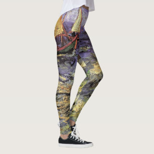 Seascape at Saintes Maries by Vincent van Gogh Leggings