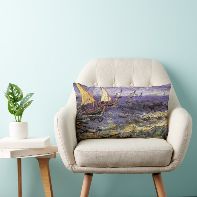 Seascape at Saintes Maries by Vincent van Gogh Lumbar Pillow (Chair)