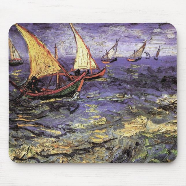 Seascape at Saintes Maries by Vincent van Gogh Mouse Pad (Front)
