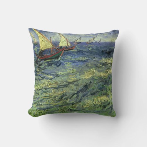 Seascape at Saintes Maries by Vincent van Gogh Throw Pillow