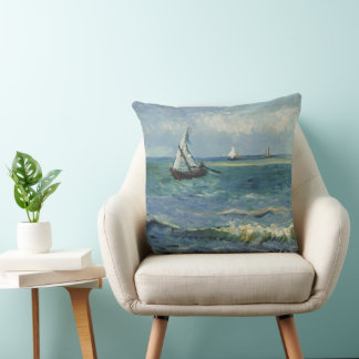 Seascape at Saintes-Maries by Vincent van Gogh Throw Pillow