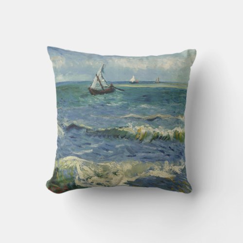 Seascape at Saintes Maries by Vincent van Gogh Throw Pillow