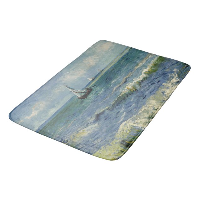 Seascape at Saintes-Maries de la Mer by van Gogh Bathroom Mat (Angled)