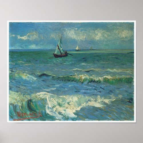 Seascape at Saintes_Maries_de_la_Mer Van Gogh Poster