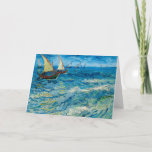 Seascape at Saintes-Maries | Vincent Van Gogh Card<br><div class="desc">Seascape at Saintes-Maries (1888) by Dutch post-impressionist artist Vincent Van Gogh. Original artwork is an oil on canvas seascape painting showing fishing boats on an ocean of blue water.

Use the design tools to add custom text or personalize the image.</div>