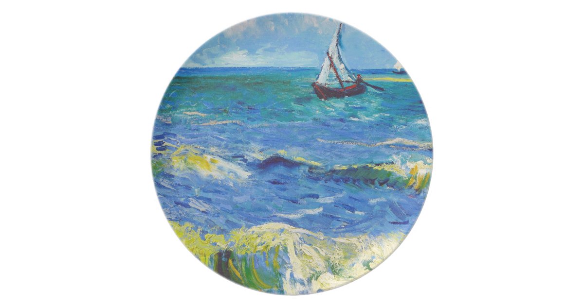 Seascape At Saintes Maries Vincent Van Gogh Dinner Plate Zazzle