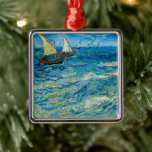 Seascape at Saintes-Maries | Vincent Van Gogh Metal Ornament<br><div class="desc">Seascape at Saintes-Maries (1888) by Dutch post-impressionist artist Vincent Van Gogh. Original artwork is an oil on canvas seascape painting showing fishing boats on an ocean of blue water.

Use the design tools to add custom text or personalize the image.</div>