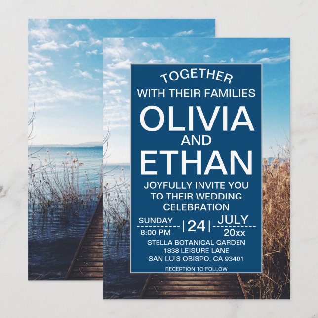 Seascape beach celebration Wedding Invitation (Front/Back)