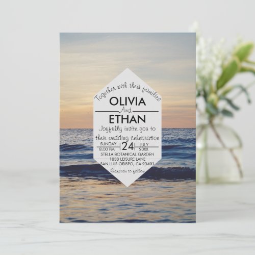 Seascape beach coastal Wedding Invitation