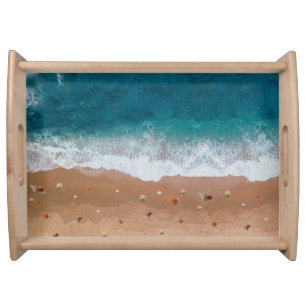 SEASCAPE BEACH SHELLS SUMMER VACATION SERVING TRAY