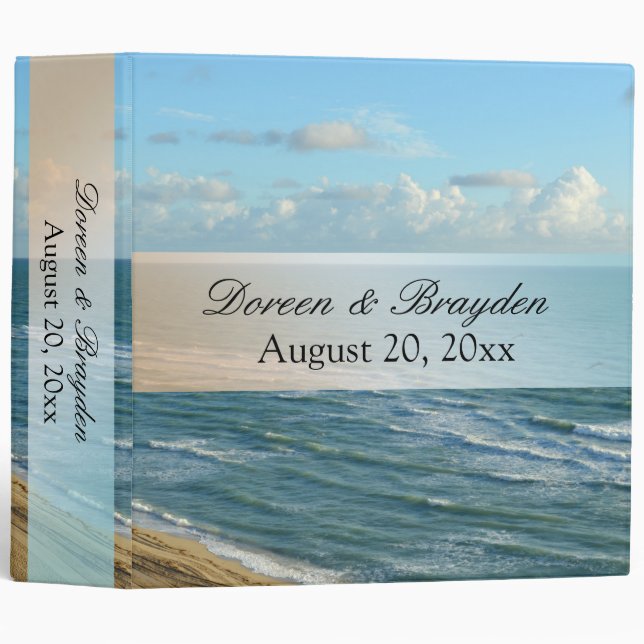 Seascape Beach Wedding Blue Ocean Binder (Front/Spine)