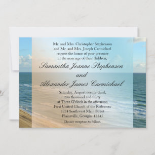 Seascape Beach Wedding Blue Ocean Invitation
