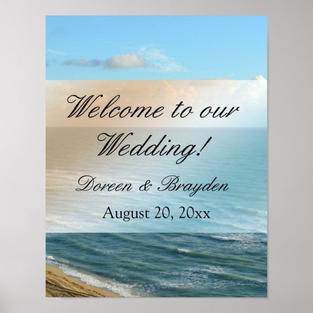 Seascape Beach Wedding Blue Ocean Poster (Front)