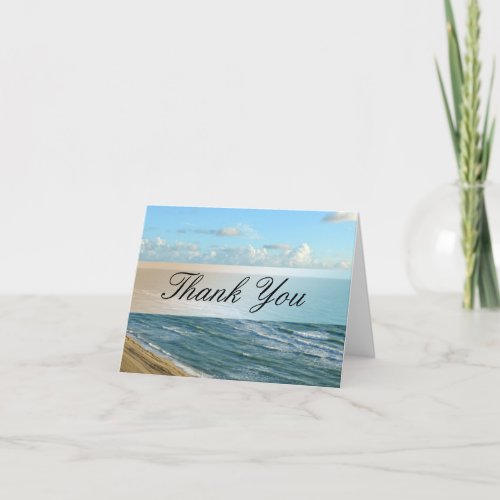 Seascape Beach Wedding Blue Ocean Thank You Card