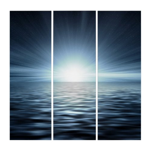 Seascape Brilliant Sunrise over the Ocean Artwork Triptych