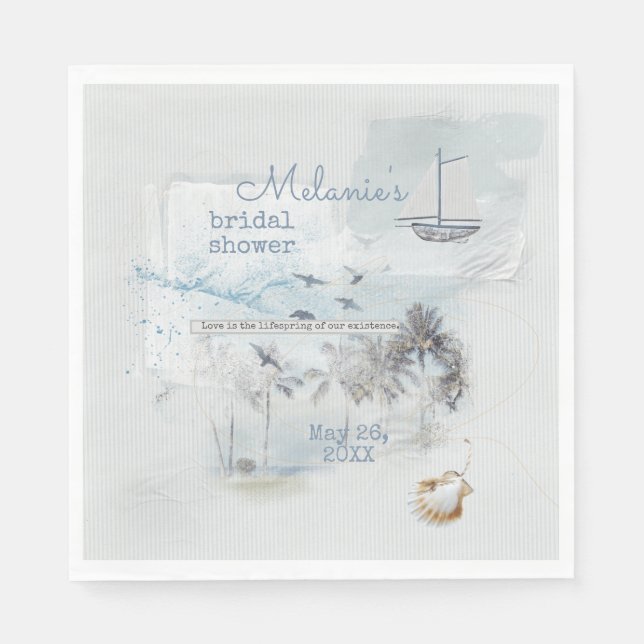 Seascape Collage Bridal Shower Napkins (Front)