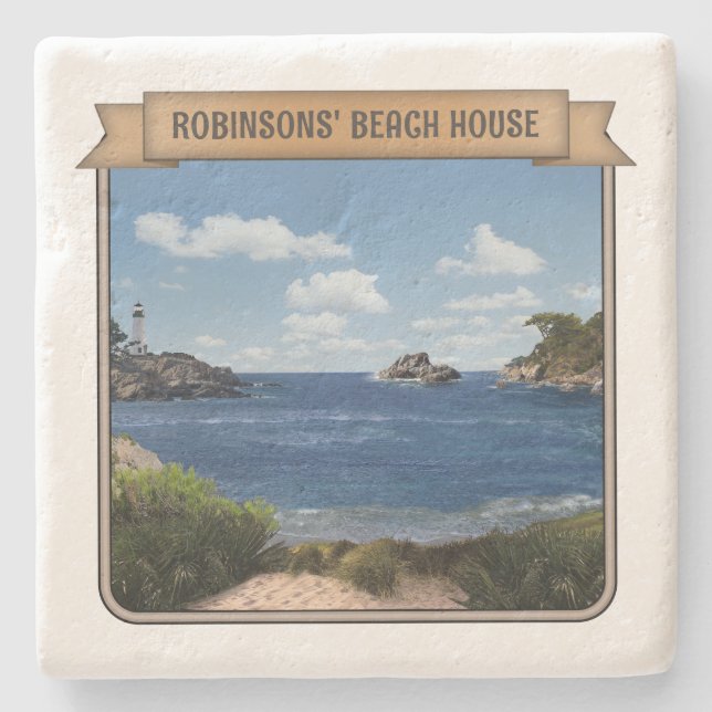 Seascape (customizable) Stone Coaster (Front)