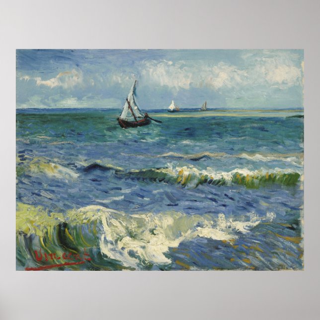 Seascape Les Saintes-Maries-de-la-Mer by Van Gogh Poster (Front)
