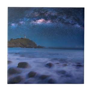 Seascape Lighthouse   Milky Way Lanta Island Krabi Ceramic Tile