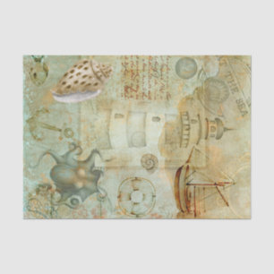 Seascape Lighthouse Octopus Vintage Tissue Paper