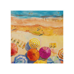 Seascape Love: Watercolor Vacation Painting Wood Wall Art