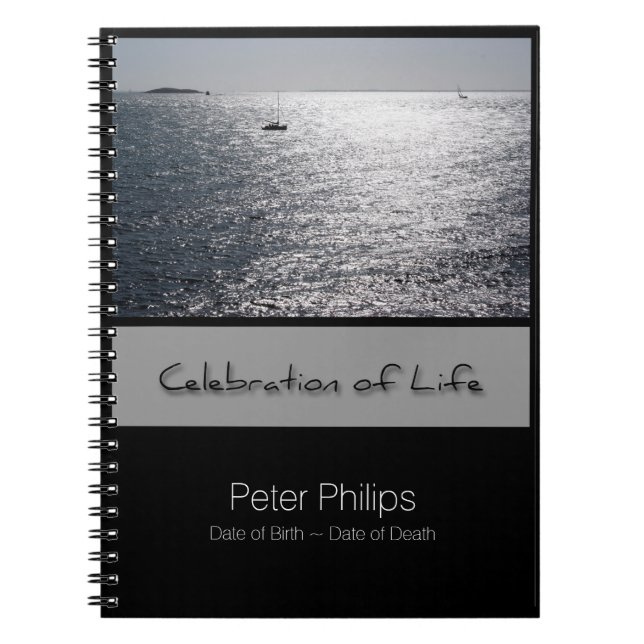 Seascape Personalized Memorial Guest Book (Front)