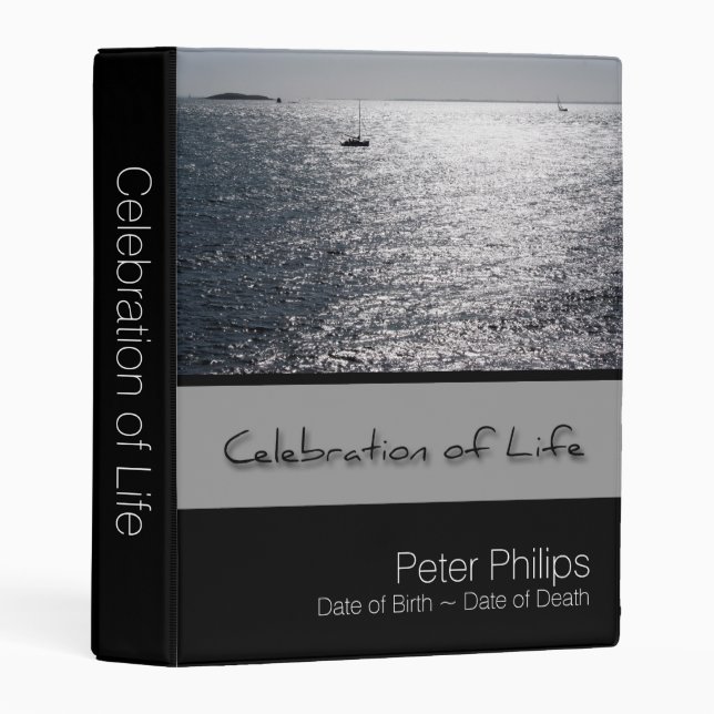 Seascape Personalized Memorial Guest Book Mini B Binder (Front/Spine)