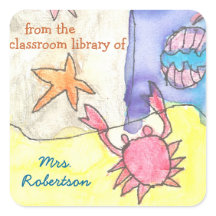 Seascape personalized teacher gift bookplate