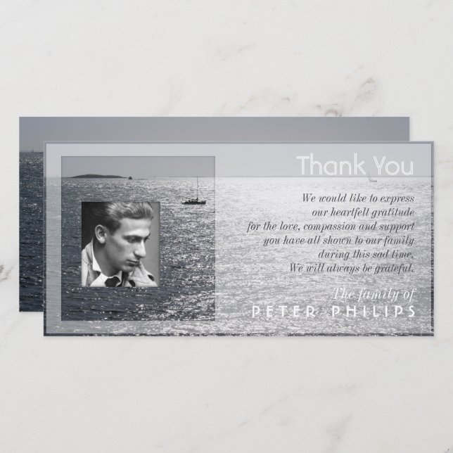 Seascape Photo frame Sympathy Thank You (Front/Back)