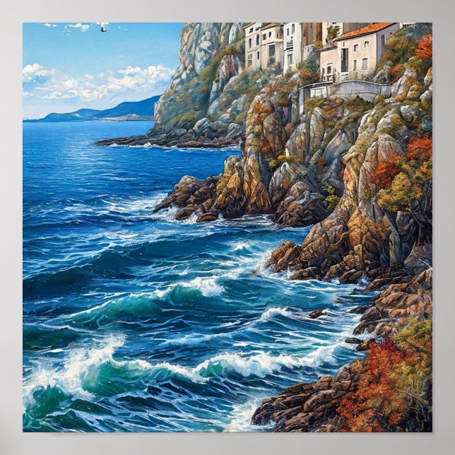 Seascape rocky cliffs poster (Front)