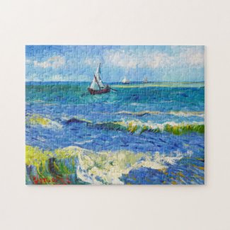 Seascape Saintes-Maries Vincent Van Gogh vibrant Jigsaw Puzzle