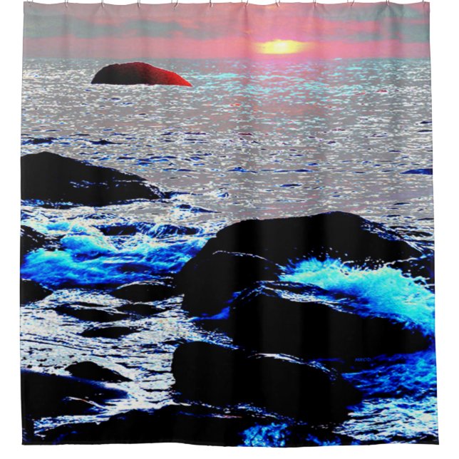 Seascape sunset..... shower curtain (Front)