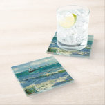 Seascape | Vincent Van Gogh Glass Coaster<br><div class="desc">Seascape near Les Saintes-Maries-de-la-Mer (1888) by Dutch post-impressionist artist Vincent Van Gogh. Original artwork is an oil on canvas seascape painting depicting a boat on an abstract blue ocean.

Use the design tools to add custom text or personalize the image.</div>