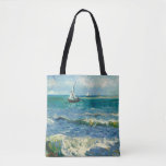 Seascape | Vincent Van Gogh Tote Bag<br><div class="desc">Seascape near Les Saintes-Maries-de-la-Mer (1888) by Dutch post-impressionist artist Vincent Van Gogh. Original artwork is an oil on canvas seascape painting depicting a boat on an abstract blue ocean.

Use the design tools to add custom text or personalize the image.</div>