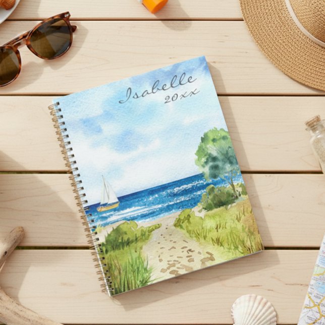 Seascape Watercolor Beach Ocean Personalized  Planner (Creator Uploaded)