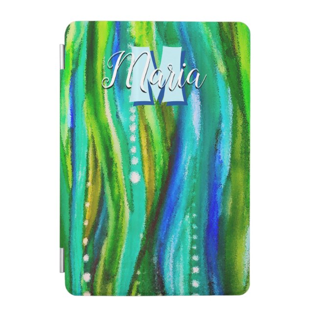 Seascape with Bubbles Alcohol Ink iPad Mini Cover (Front)